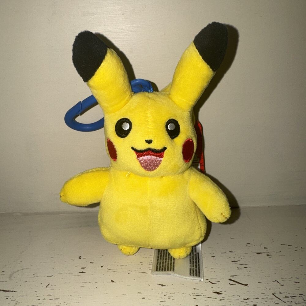 NEW Jazwares Pokemon Pikachu 5" Plush Bag Clip Back Pack Clip-On Keychain